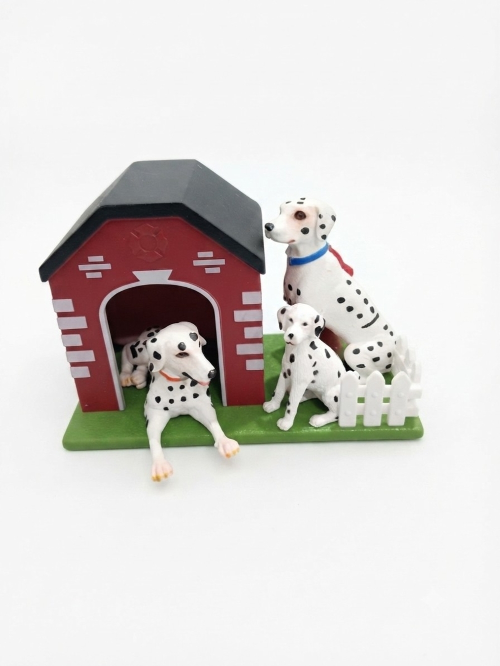 Dalmatian Dog Figurine Bedding Accent in White and Red